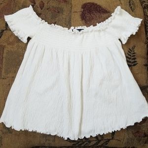 Lettuce trim Off The Shoulder White Top